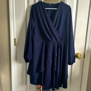 Navy blue formal dress with tie